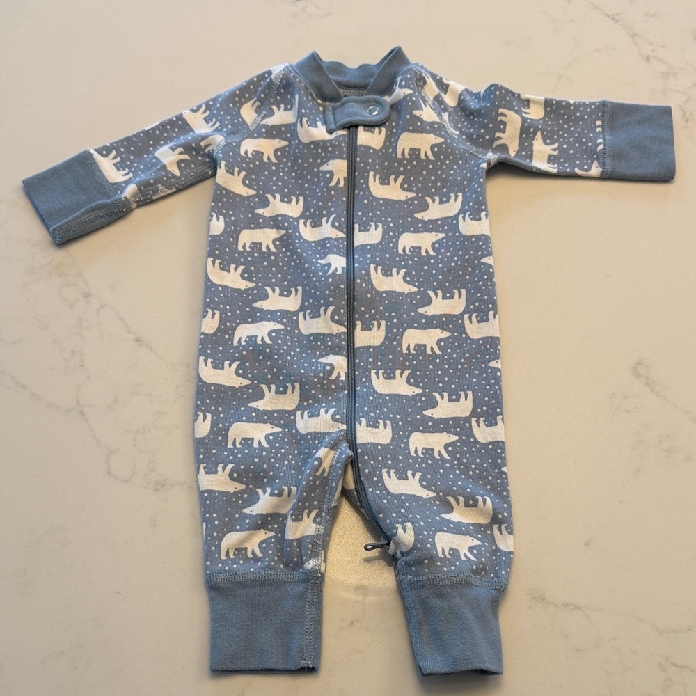 Hanna Andersson Blue and White Polar Bear Kids Footie